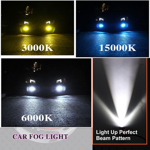 H8 H7 H11 9005 HB3 9006 HB4 Car LED Canbus Powerful Fog Light Bulbs 3000K 6000K 8000K 100W 12V Lens Fog Lamp Bulb White Ice Blue Yellow