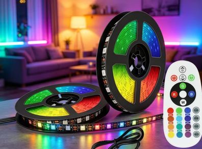 5050RGB LED Strip 24-Key Infrared Remote Control Multi-Color Adjustable Rainbow Changing Flexible LED Strip