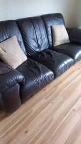 Chocolate brown  3 seater leather sofa for sale