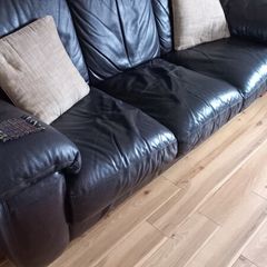 Chocolate brown  3 seater leather sofa for sale