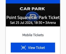 Point VIllage Car Parking Ticket for Wolfe Tones gig for tonight 25/07/26