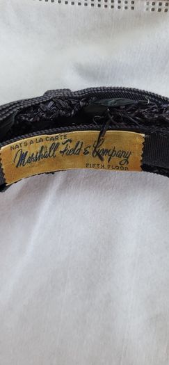 Vintage 1950's Marshall Field & Company black bow and beads headband - Collectable