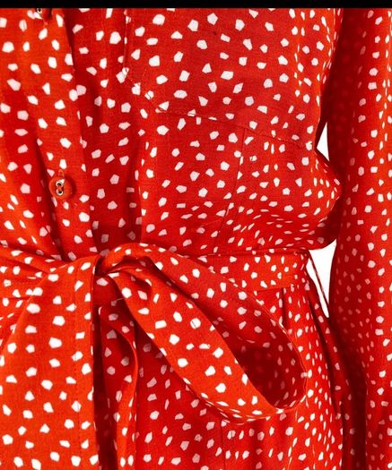 Free Post today ONLY- Mint Velvet Orange Polka Dot Shirt Dress with belt - Size 8