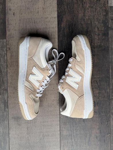 New Balance 480 Trainers UK 8 Beige Cream Suede Leather Retro Casual Sneakers