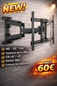 Tv Wall Mount Bracket Tilt Swivel Long Arm 45"-70"