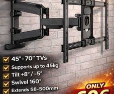 Tv Wall Mount Bracket Tilt Swivel Long Arm 45"-70"