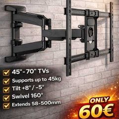Tv Wall Mount Bracket Tilt Swivel Long Arm 45"-70"