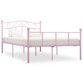 Bed Frame Pink Metal 160x200 cm