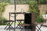 5 Piece Garden Dining Set Foldable Brown Poly Rattan