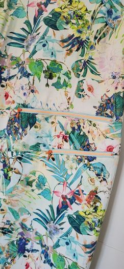 GIOVANE floral dress with bright zips detail Sz 46 (Fit 18 UK)  - Rrp 99