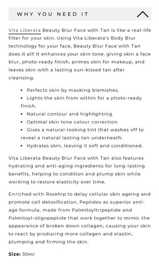 Vita Liberata Beauty Blur Face with Tan