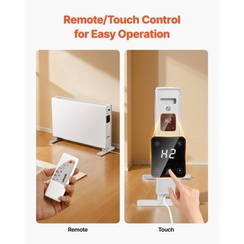 Convection Panel Heater, 2000W Electric Panel Space Heater with Remote & Touch Control, 3 Modes, 24H Timer, Stand or Wall Mount Design with Anti-Tipping & Overheat Protection for Home and Office