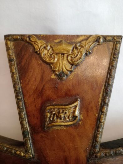 Large French Antique Wood and Brass Crucifix