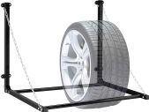 Wall Mounted Tyre Rack for 4 Tyres, Telescopic Tyre Holder, Wall Mounted, up to 90 kg, Foldable, Steel,