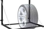 Wall Mounted Tyre Rack for 4 Tyres, Telescopic Tyre Holder, Wall Mounted, up to 90 kg, Foldable, Steel,