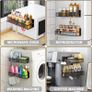Magnetic Spice Rack for Refrigerator, 2 Pack Magnetic Shelf, Fridge Magnet Organizer with Moveable 4 Hooks, Magnet Fridge Shelf for Kitchen Organization and Storage (2 Pack) Image 5