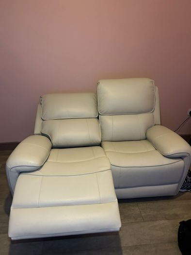 New 2&3 electric recliner sofa cream leather