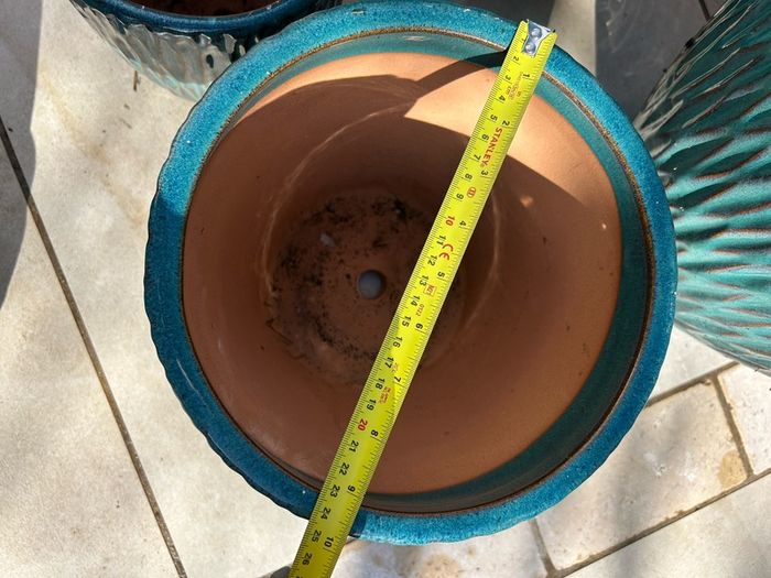 Set of 4 new ceramic glazed terracotta pots