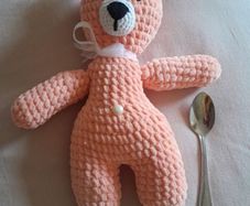 Handmade soft toy, peach bear.