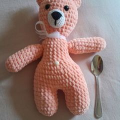 Handmade soft toy, peach bear.