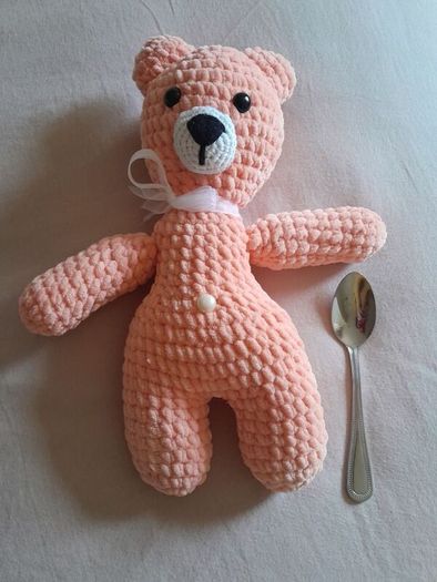 Handmade soft toy, peach bear.