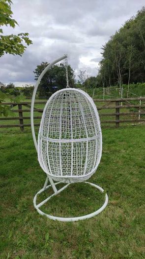 Hanging Egg Chair Rattan Style Cushion & Metal