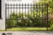 Decorative Black Metal Garden Fence Panel 200 x 166 cm  Powder-Coated Steel Boundary Fence