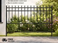 main image for ad Decorative Black Metal Garden Fence Panel 200 x 166 cm  Powder-Coated Steel Boundary Fence