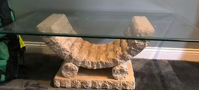 Stone and glass coffee table