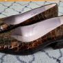 Brown Crocodile Print Leather Court Shoes from Van Dal size 4 Image 3