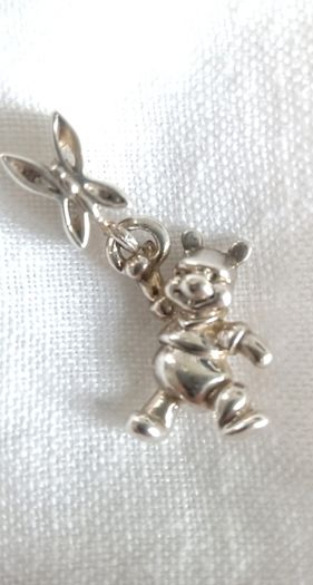 Disney Chamilia Winnie the Pooh & butterfly dangle charm 925 sterling silver