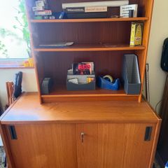 Solid Oak Home Office  Cabinet & Matching Shelf Unit
