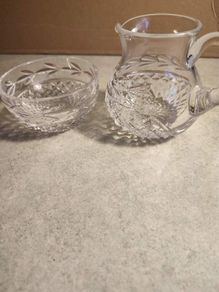DUBLIN Crystal Milk Jug and Sugar Bowl.