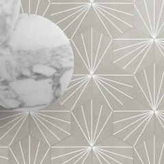 Grey / beige hexagon tiles.