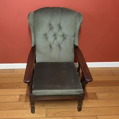 Elegant Grey Tufted High Back Armchair
