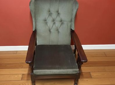 Elegant Grey Tufted High Back Armchair