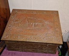 Antique brass Burn's Cottage Slipper Box