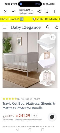 Cot/junior bed/matress/bumper/sheets