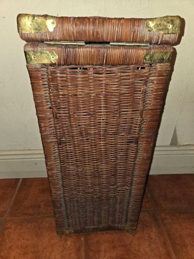 Vintage Wicker and Brass Square Basket