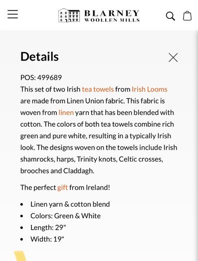 Irish tea towels from Irish Loom Linen Union fabric Brand new
