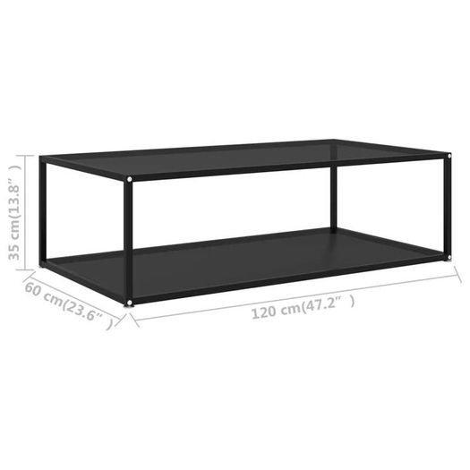 Tea Table Black 120x60x35 cm Tempered Glass