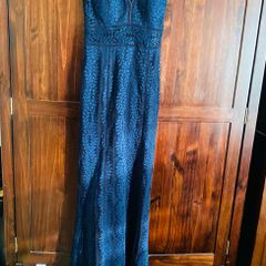 Stunning navy blue, lace fishtail dress