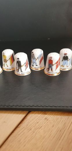 Collection of Bone China Thimbles Flags Of the World