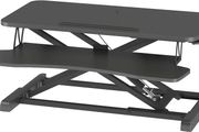 Standing Desk Converter 32in/80cm Height-Adjustable Dual Tier Workstation Ergonomic Sit-Stand for PC Laptop Keyboard Monitor Stand Compatible Up to 15kg Home Office (Black)