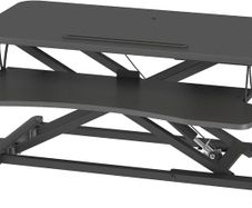 Standing Desk Converter 32in/80cm Height-Adjustable Dual Tier Workstation Ergonomic Sit-Stand for PC Laptop Keyboard Monitor Stand Compatible Up to 15kg Home Office (Black)