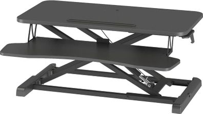 Standing Desk Converter 32in/80cm Height-Adjustable Dual Tier Workstation Ergonomic Sit-Stand for PC Laptop Keyboard Monitor Stand Compatible Up to 15kg Home Office (Black)
