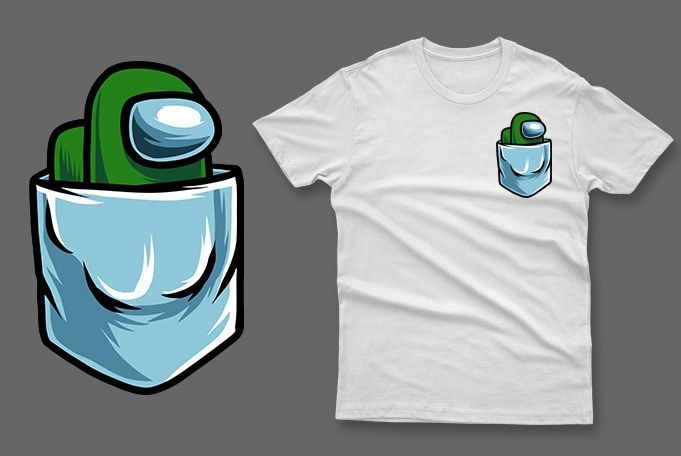 Green impostor in the pocket among us t-shirt imposter among us t-shirt impostor t-shirt