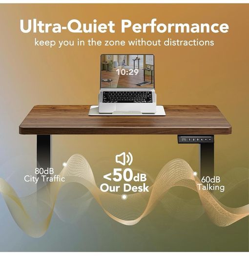 Standing Desk with USB Charging Port, 120 x 60 cm, 4 Preset Height Settings
