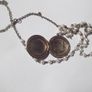 a vintage locket  penden on a long chain with pearls and white stones Image 2