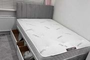 New Stylish single ,Double 4ft, 4ft6, King 5ft And 6ft Superking Sizes Divan Beds Instock. Drawers And Optional Tufted Mattresses Available. Free Delivery